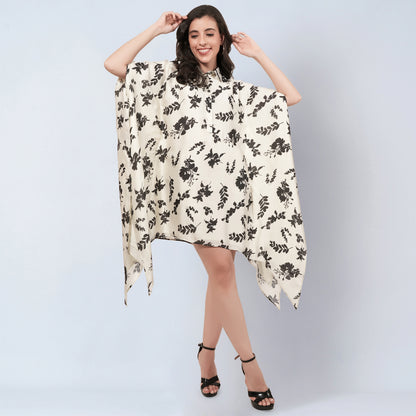 Ivory and Black Floral Tunic