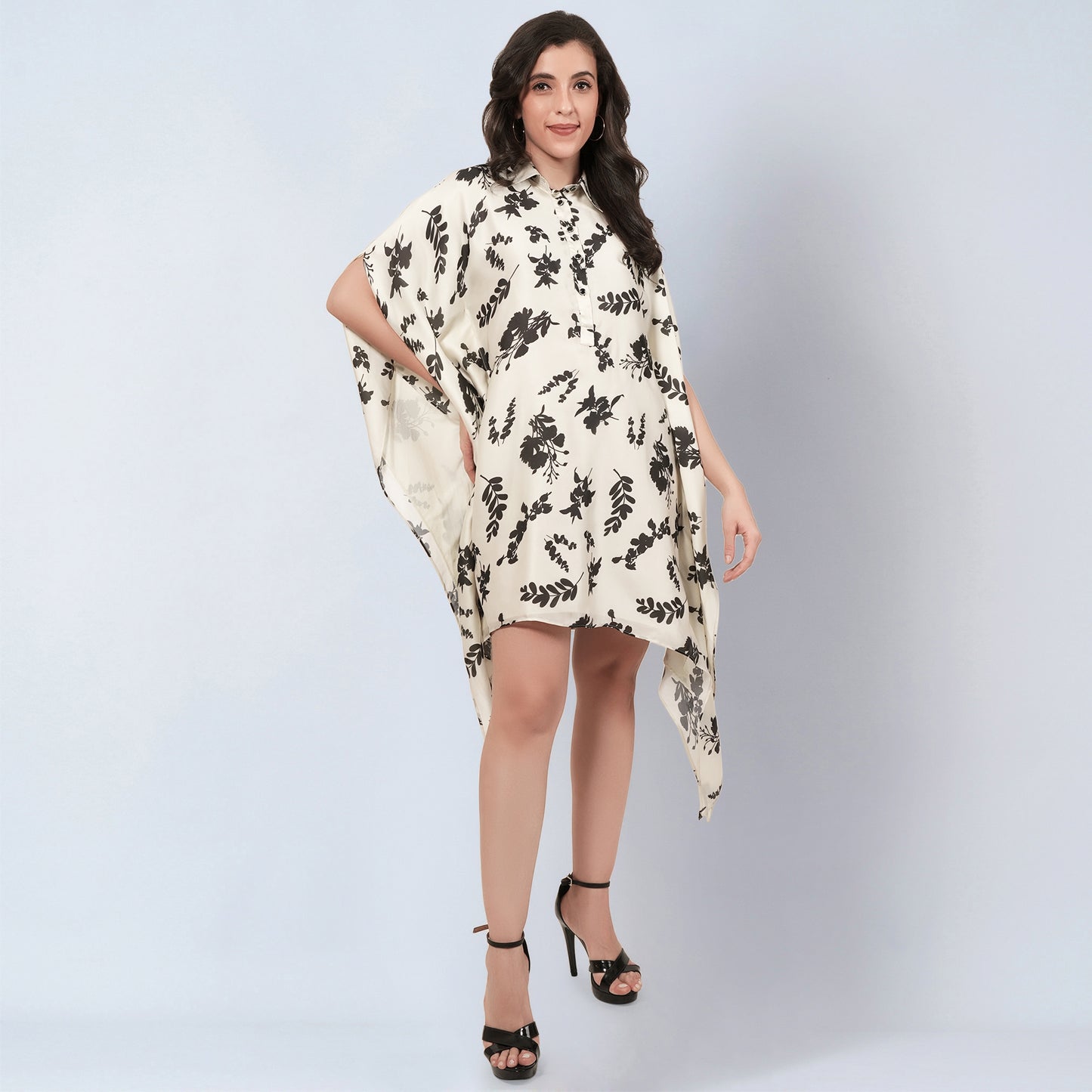 Ivory and Black Floral Tunic