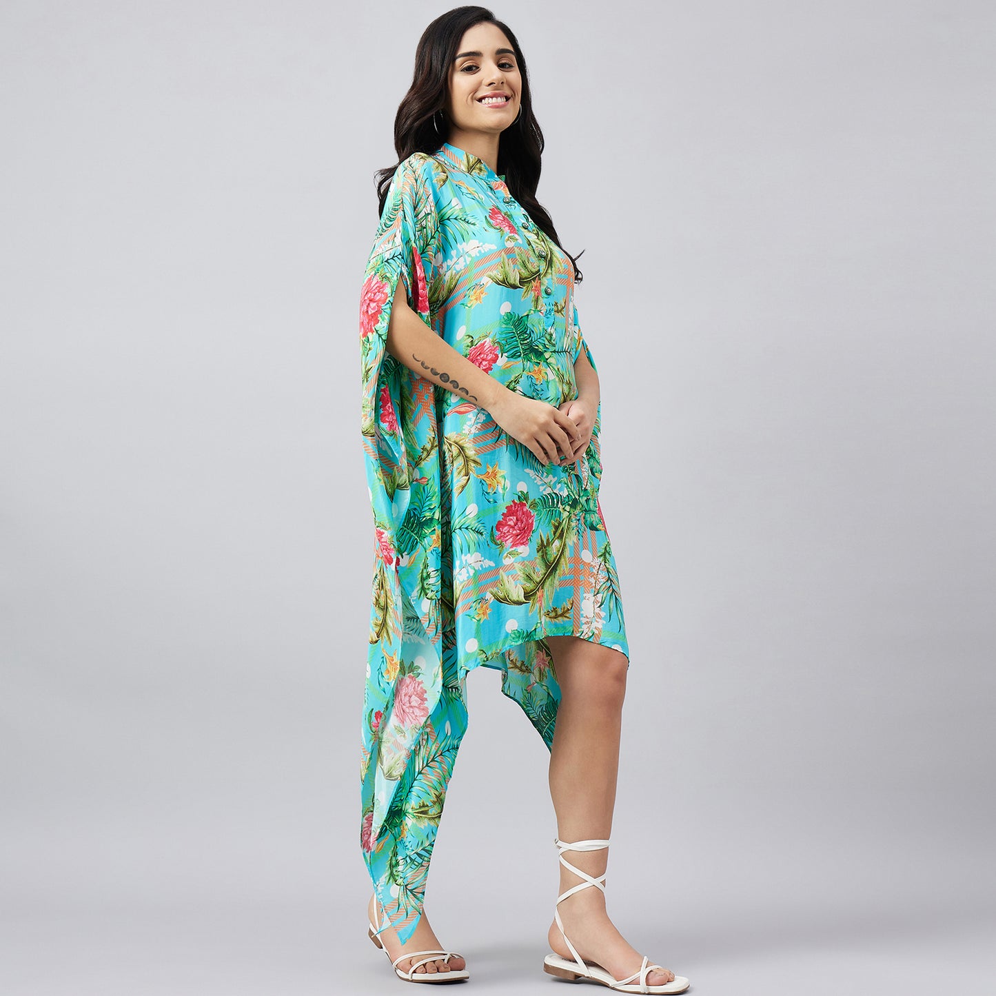 Baby Blue and Green Jungle Print Tunic