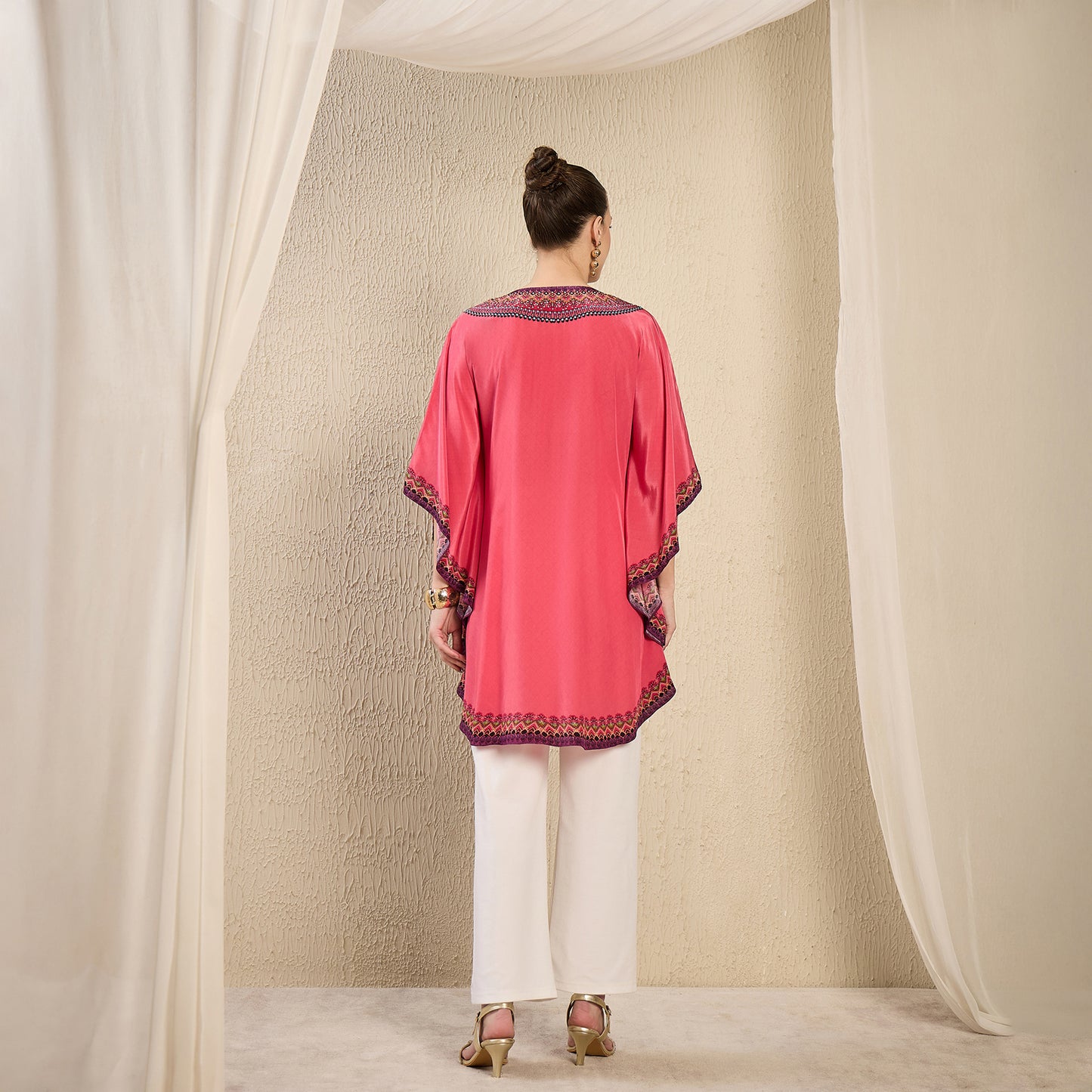 Pink Apple Cut Embellished Tunic