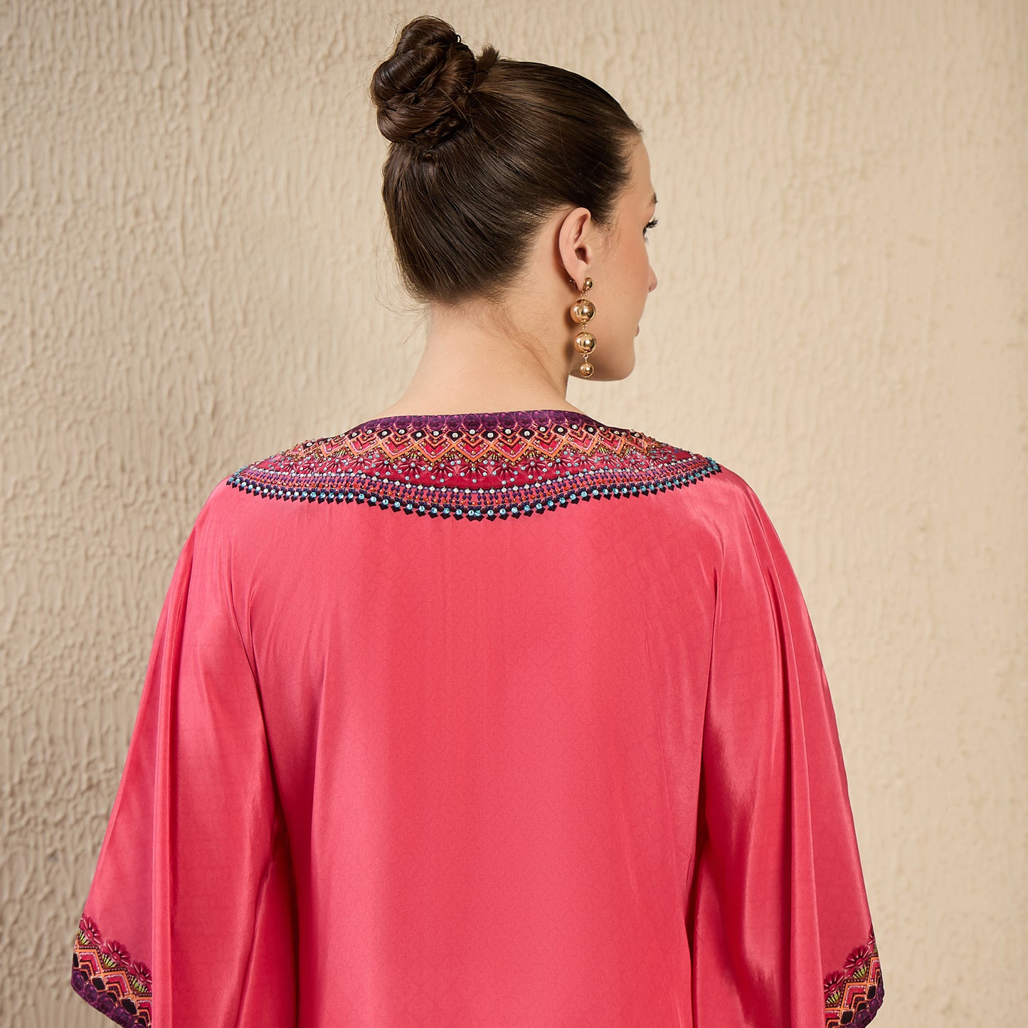 Pink Apple Cut Embellished Tunic