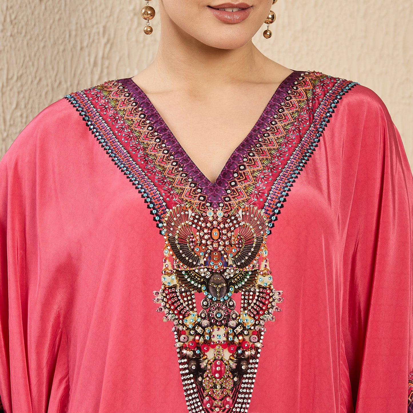 Pink Apple Cut Embellished Tunic