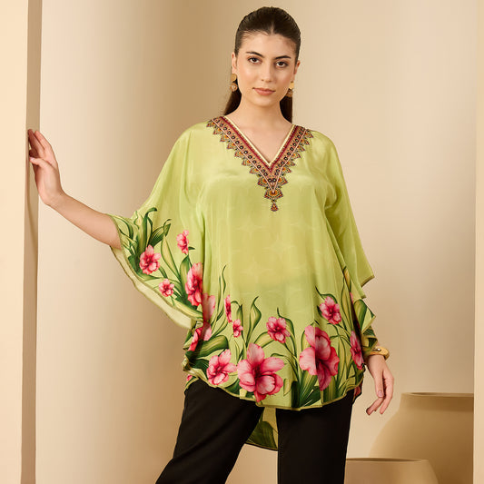 Light Green Floral Printed Tunic