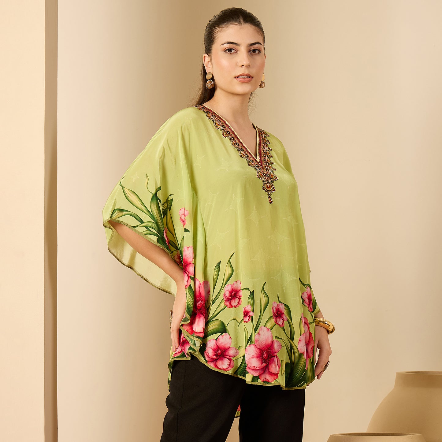 Light Green Floral Printed Tunic
