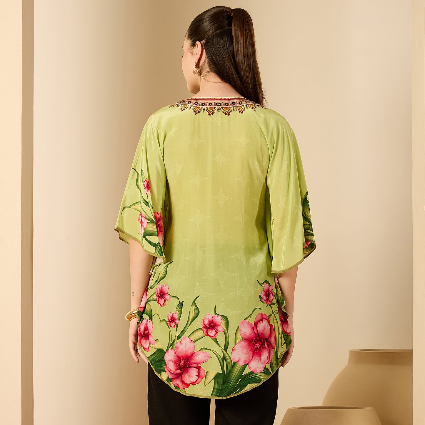 Light Green Floral Printed Tunic
