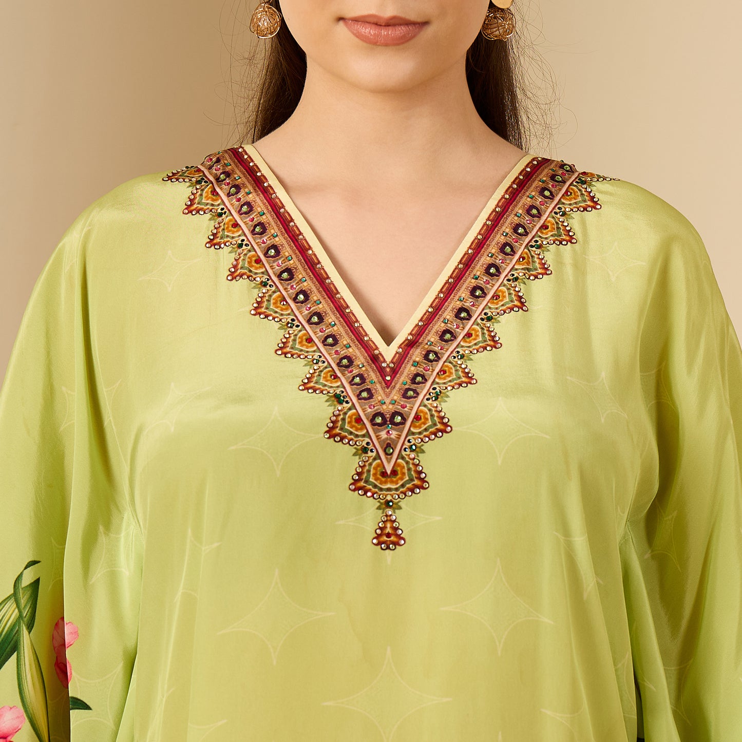 Light Green Floral Printed Tunic