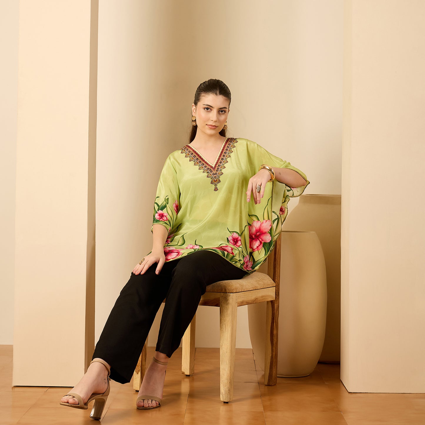 Light Green Floral Printed Tunic