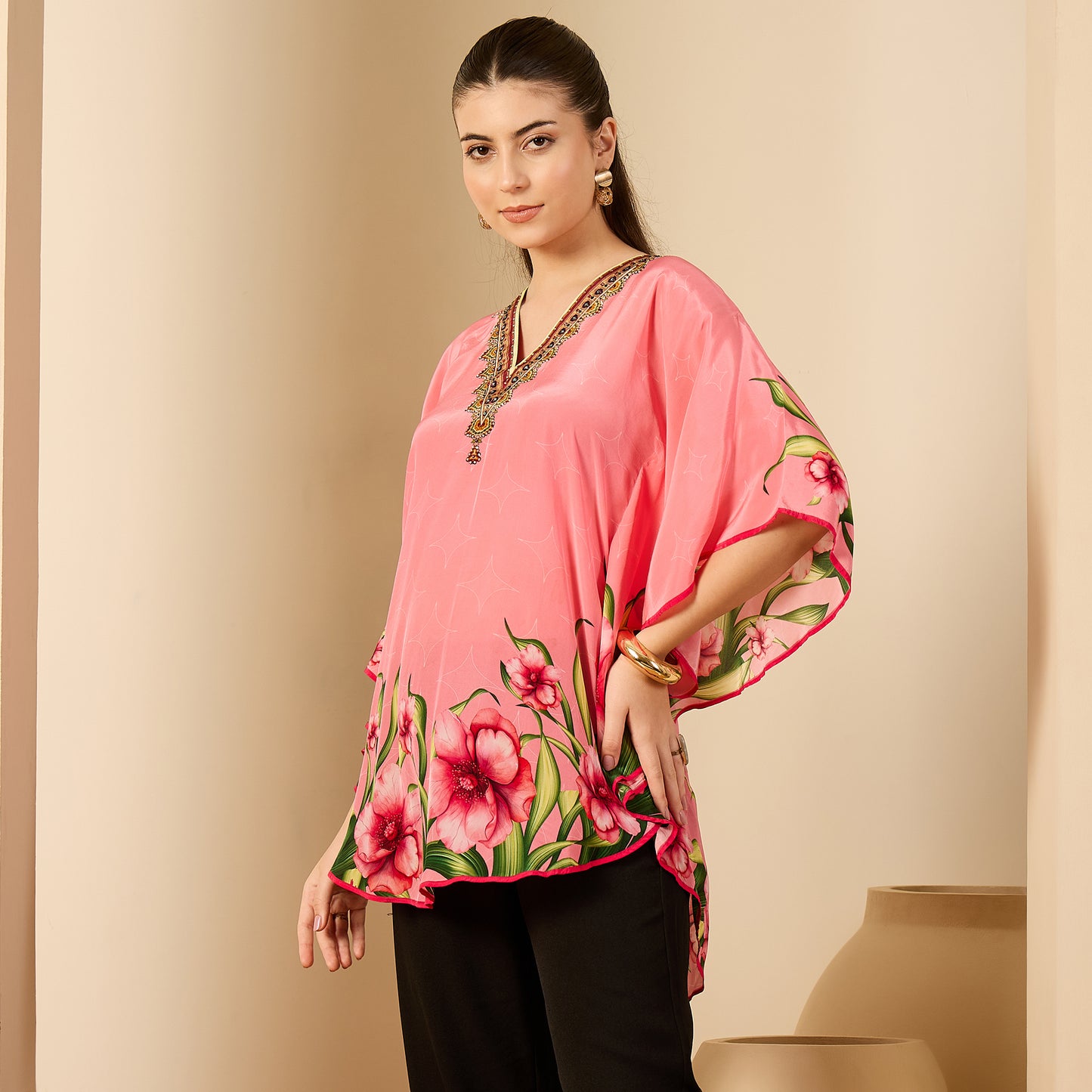 Pink Floral Printed Tunic