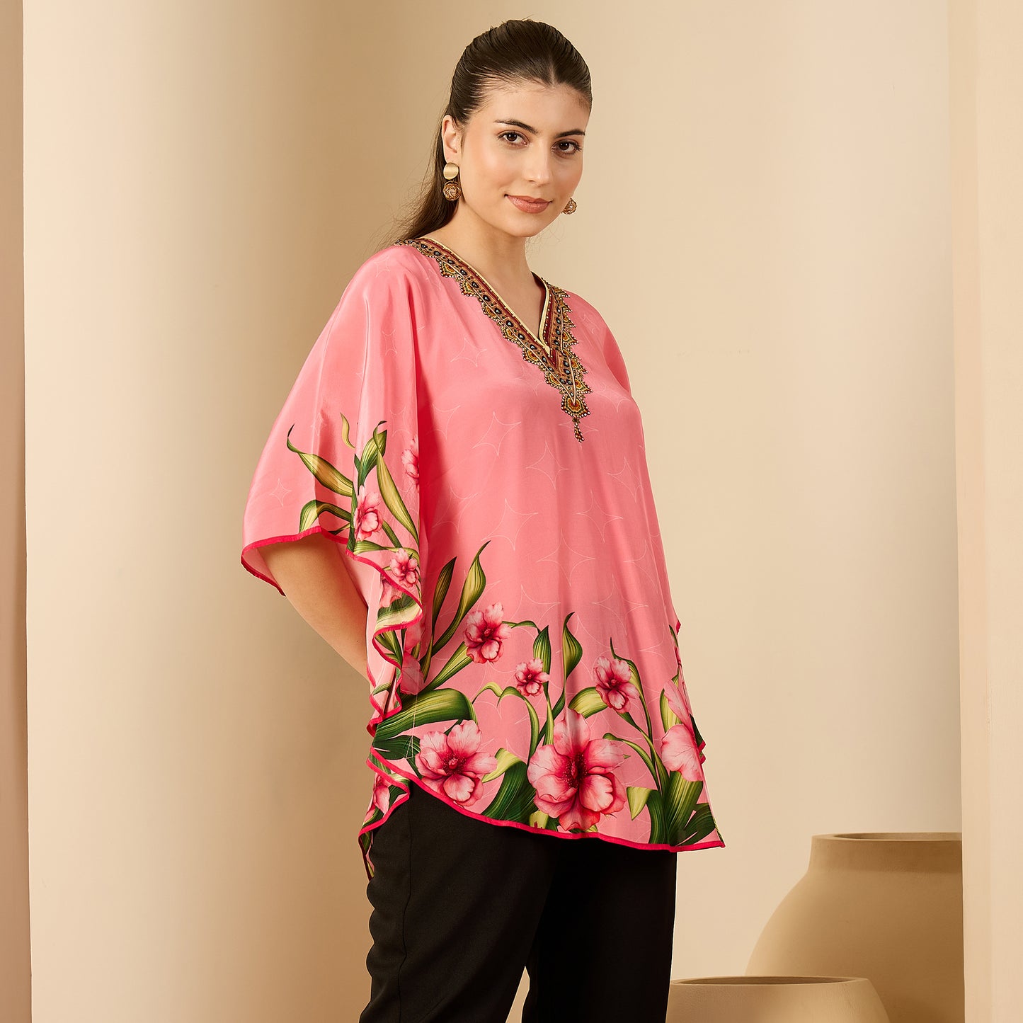 Pink Floral Printed Tunic