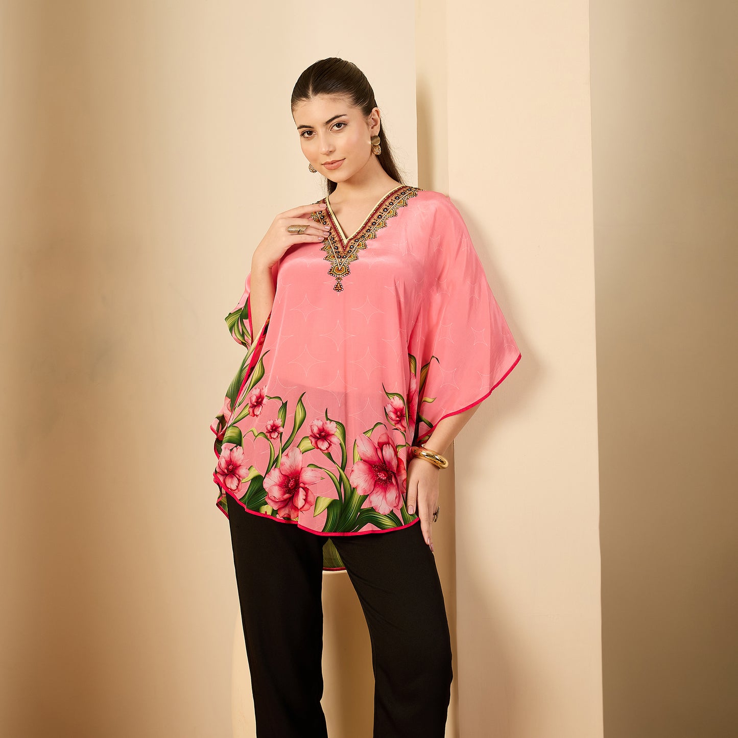 Pink Floral Printed Tunic