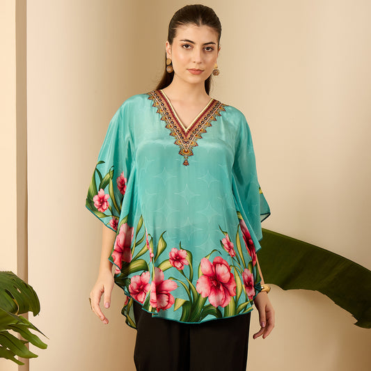 Sky Blue Floral Printed Tunic