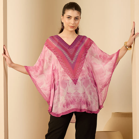 Pink Embellished Blossom Tunic