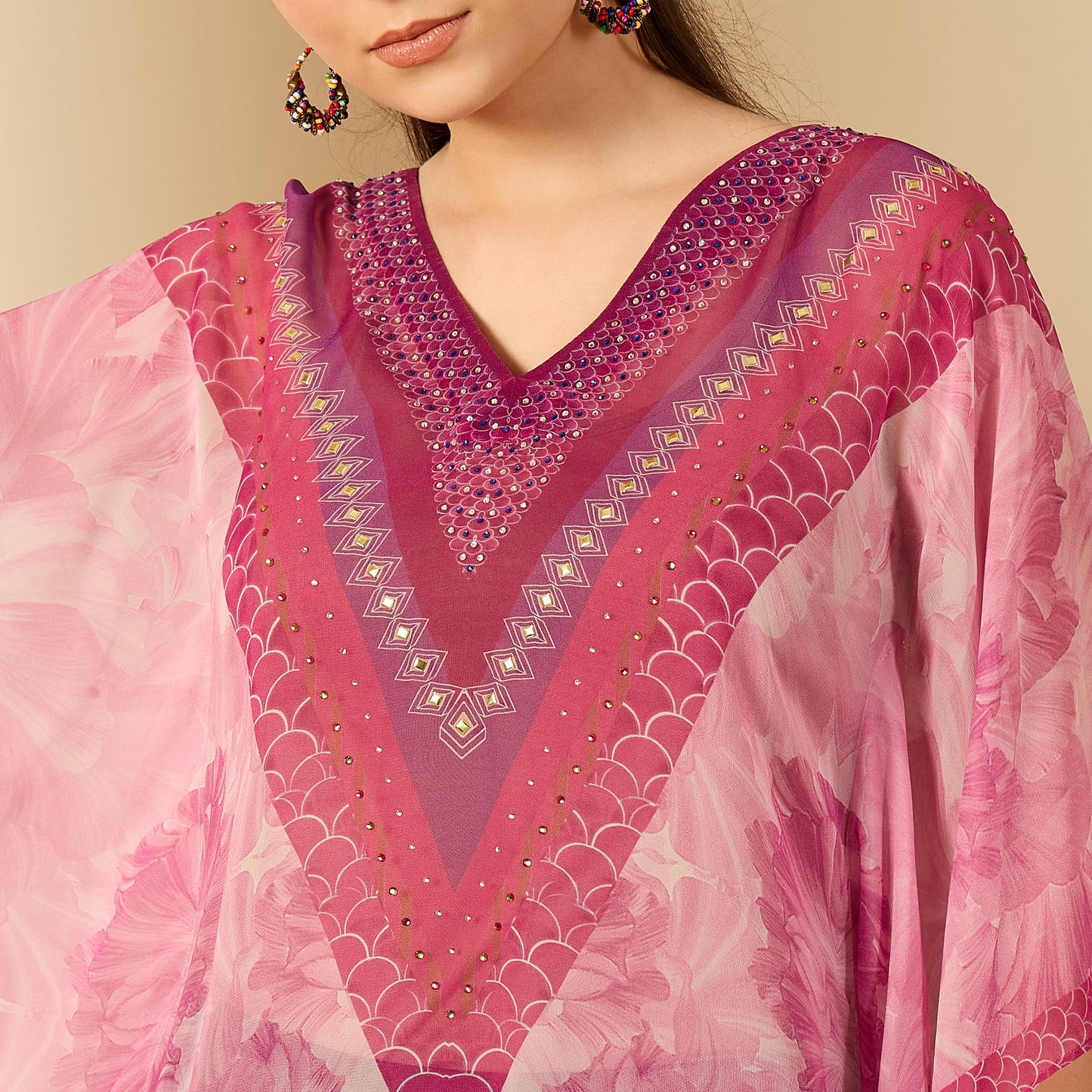 Pink Embellished Blossom Tunic