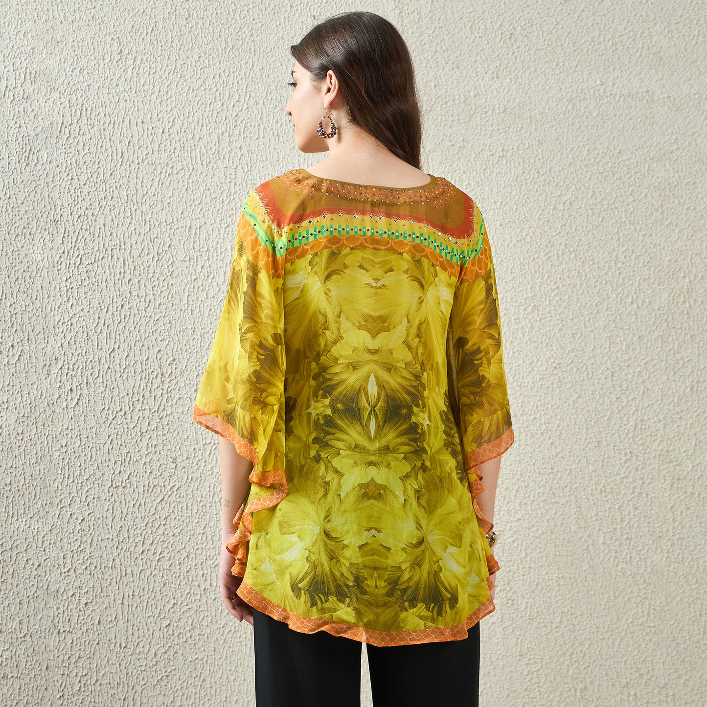 Yellow Embellished Blossom Tunic
