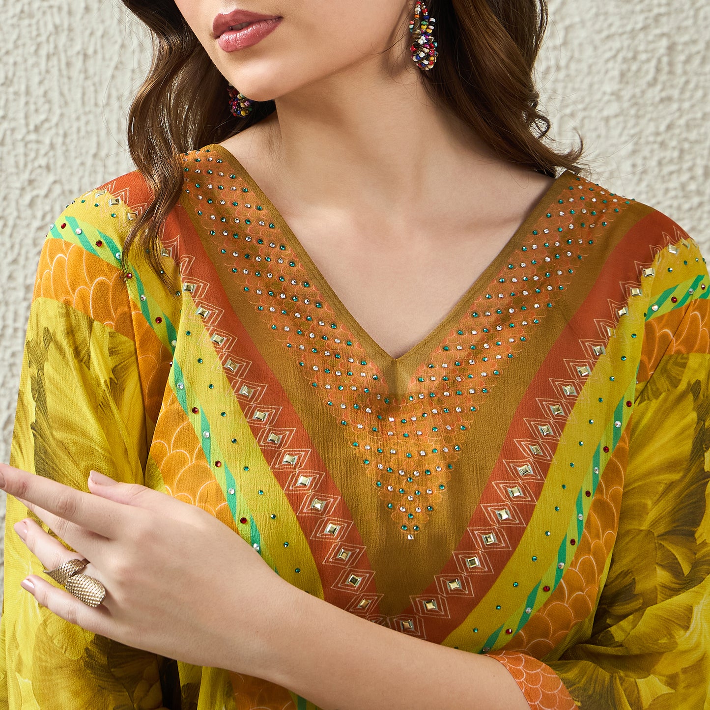Yellow Embellished Blossom Tunic