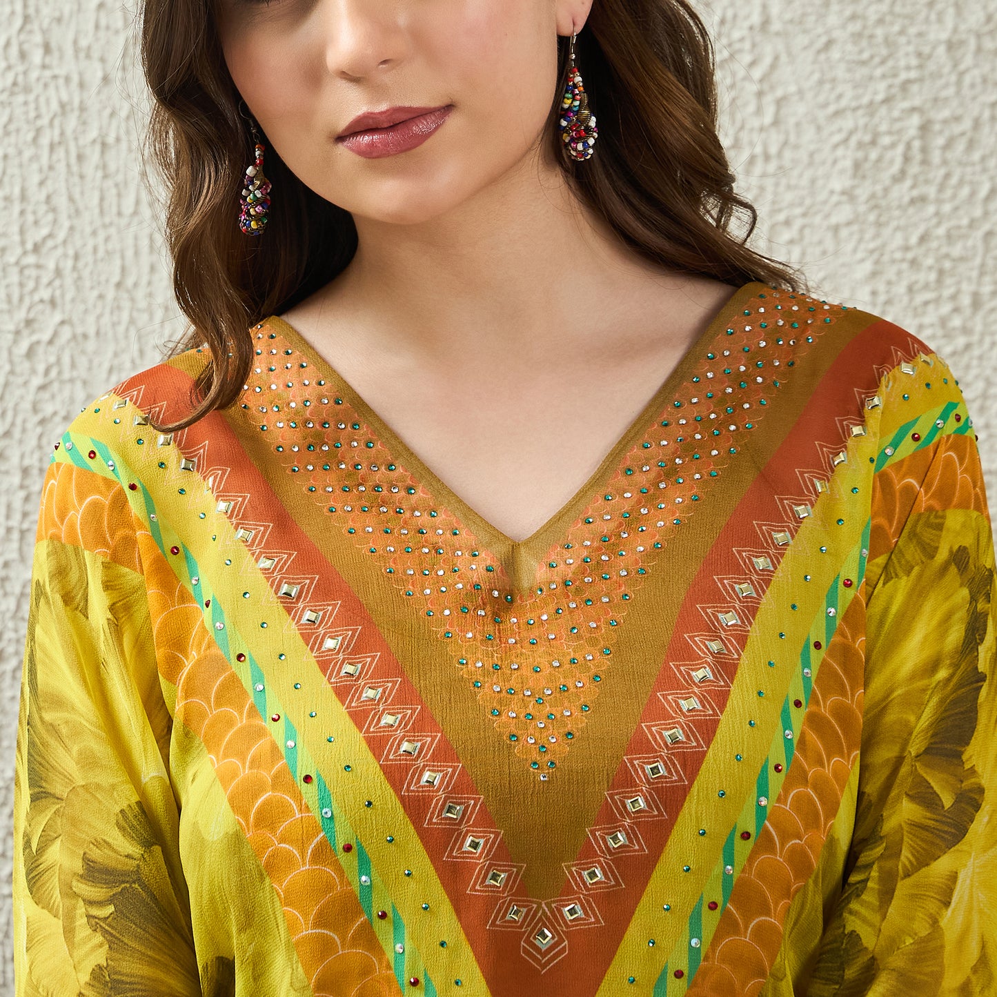 Yellow Embellished Blossom Tunic