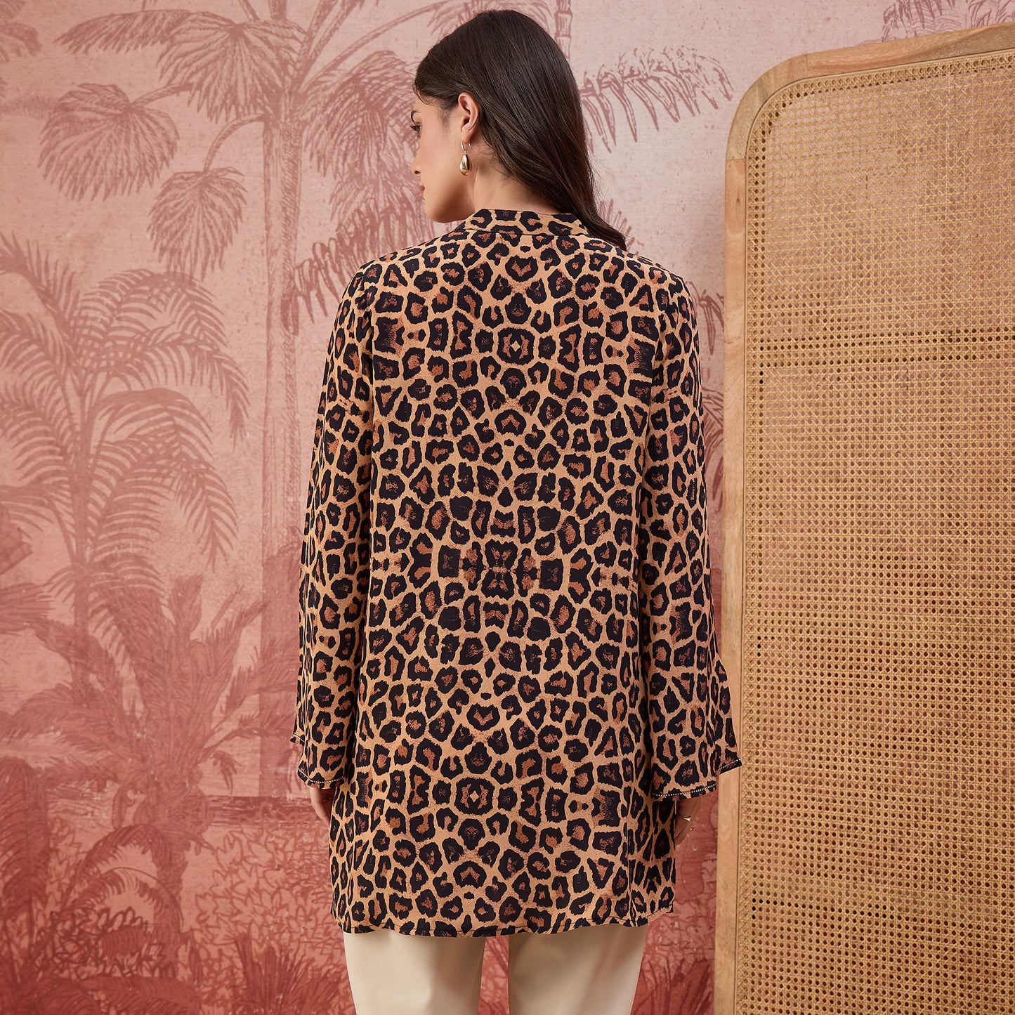 Brown Baroque Animal Print Tunic
