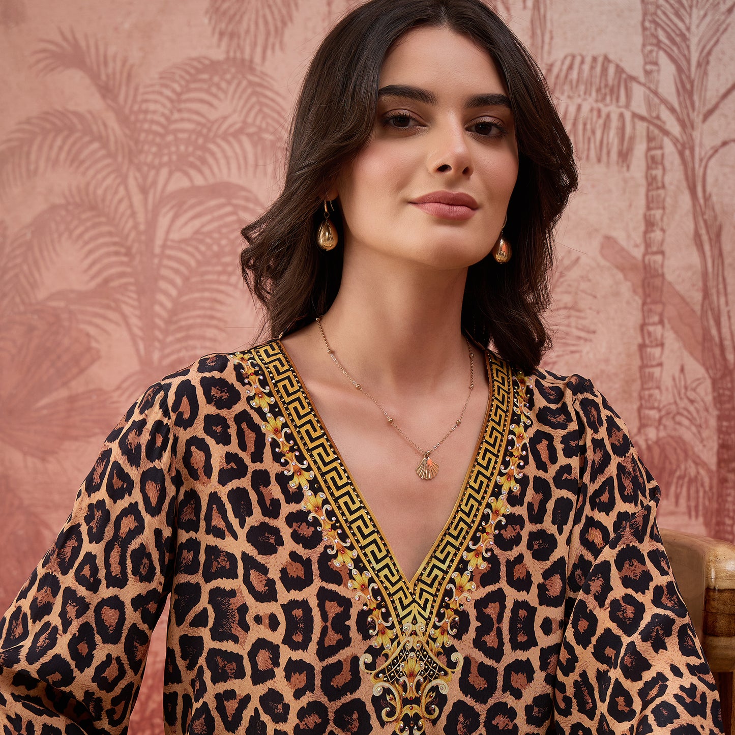 Brown Baroque Animal Print Tunic