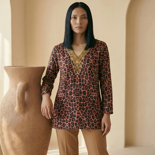 Pink Baroque Animal Print Tunic