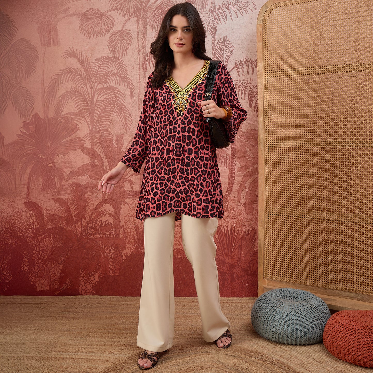 Pink Baroque Animal Print Tunic