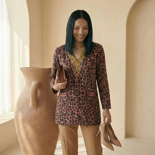 Pink Baroque Animal Print Tunic