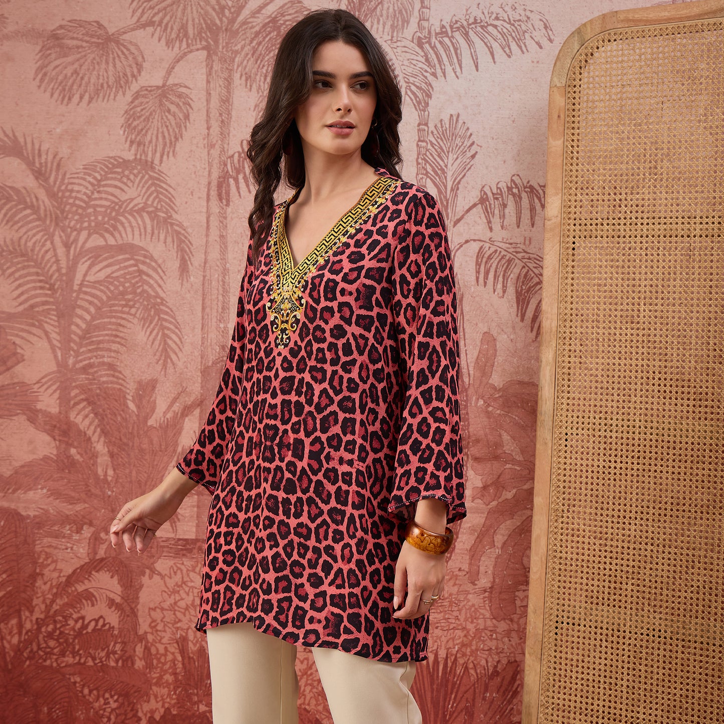 Pink Baroque Animal Print Tunic