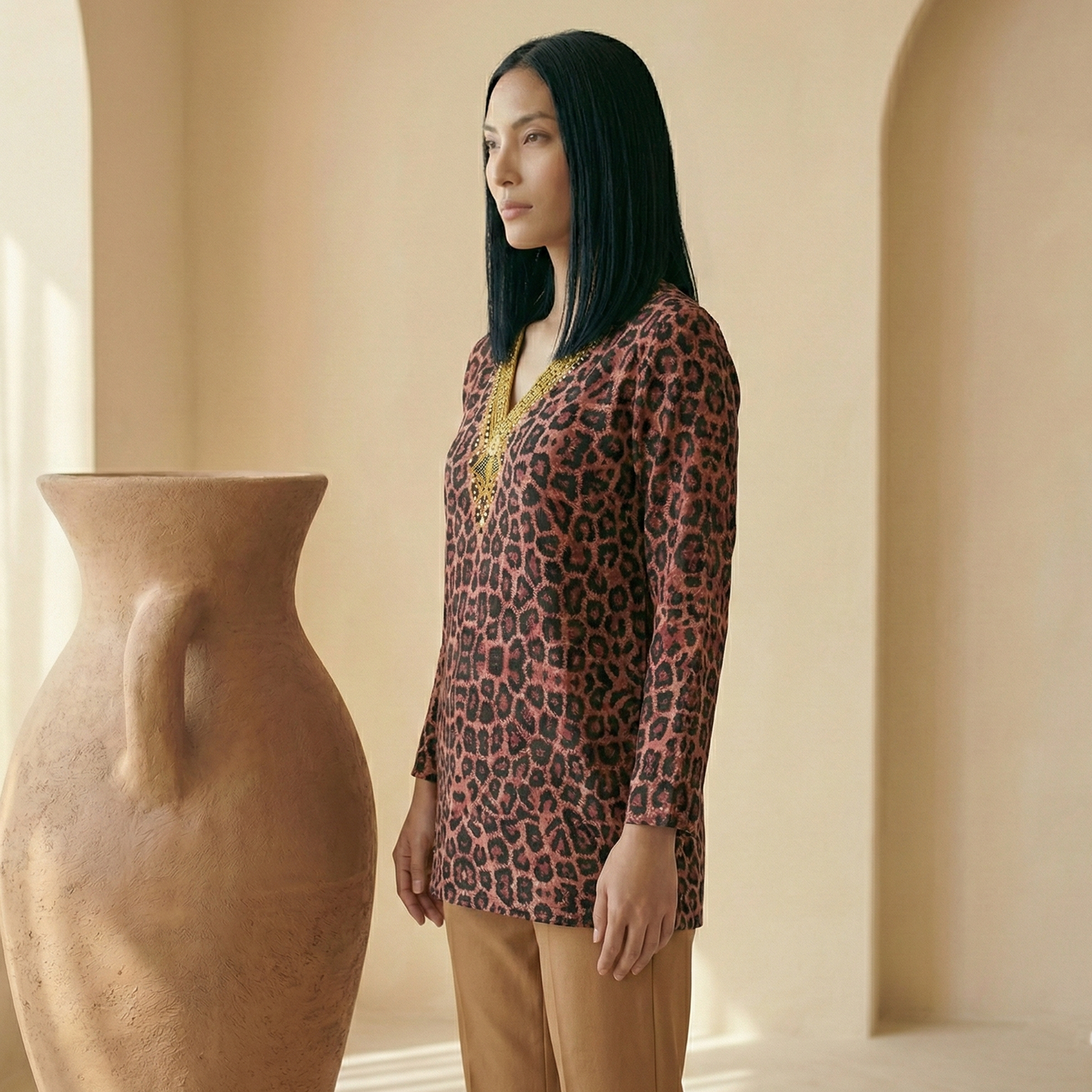 Pink Baroque Animal Print Tunic