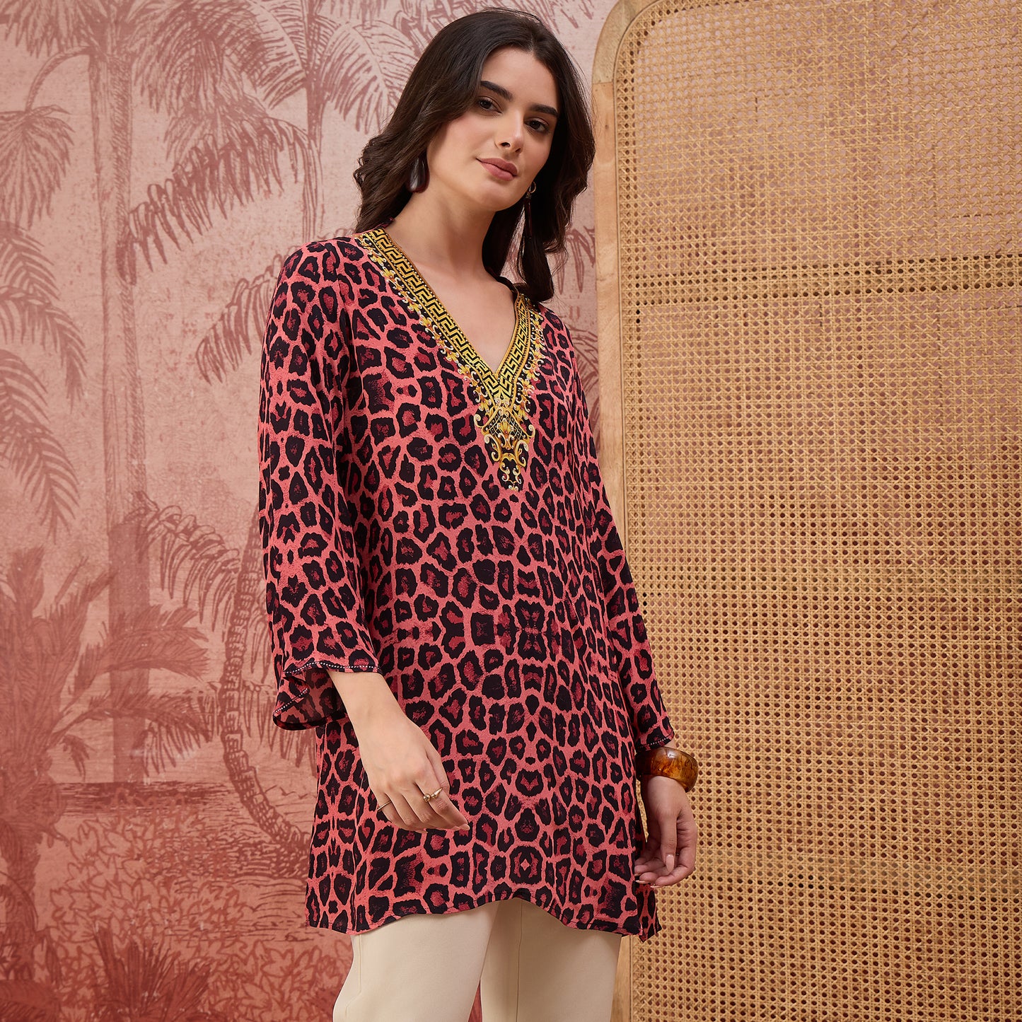 Pink Baroque Animal Print Tunic