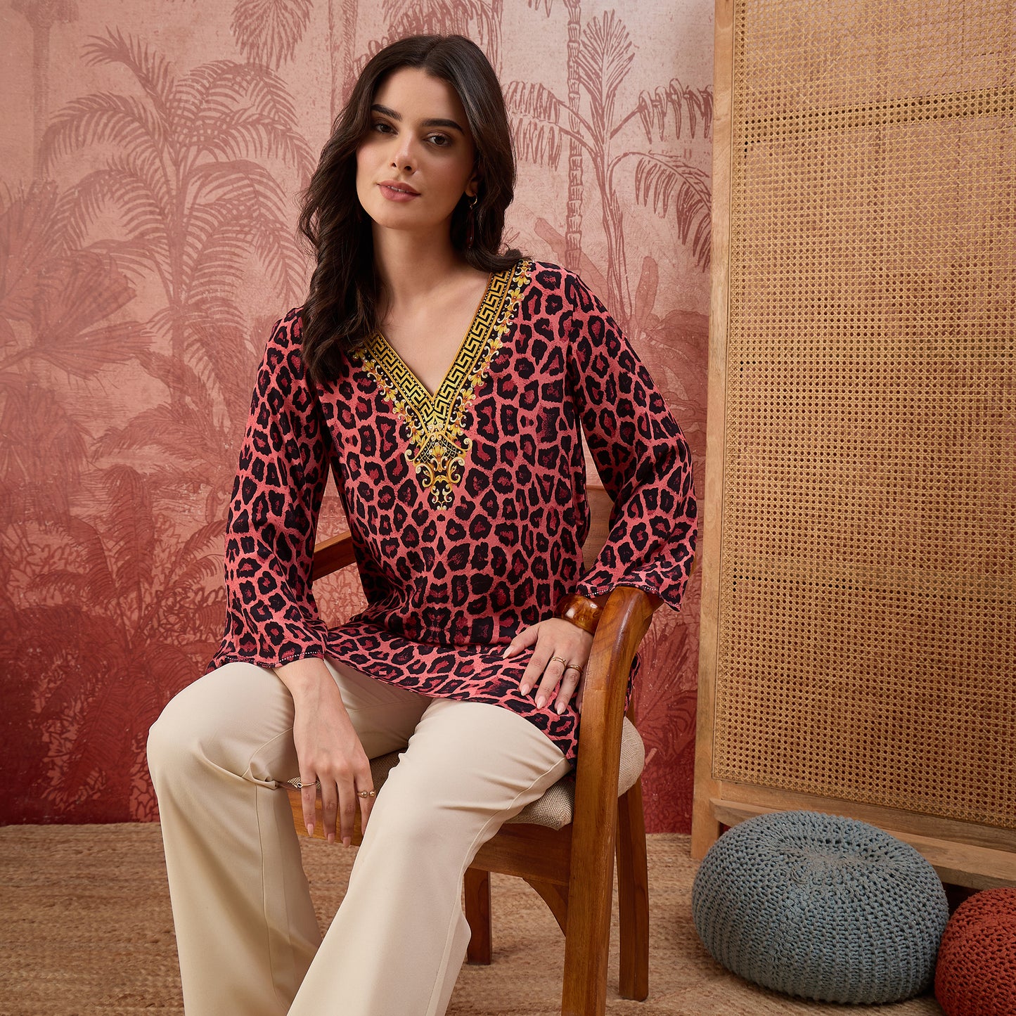Pink Baroque Animal Print Tunic