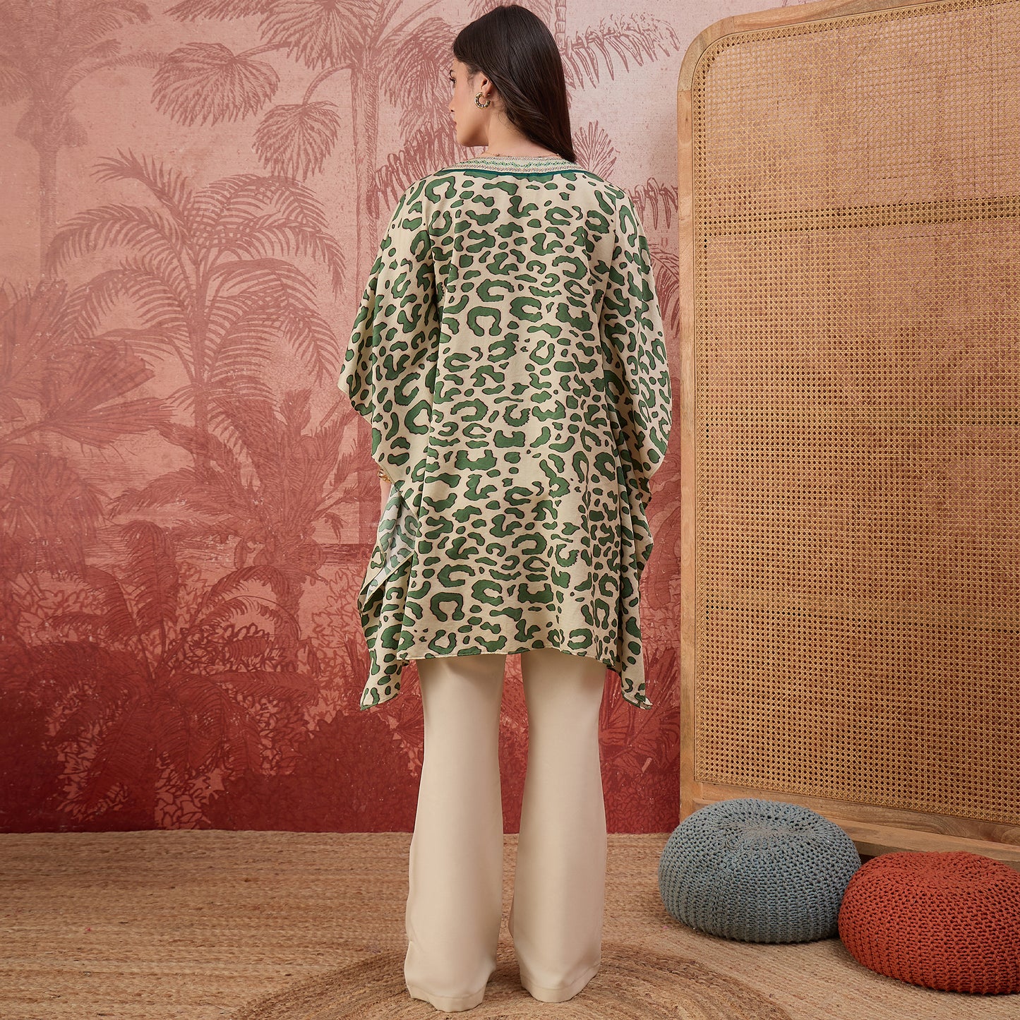 Green and Yellow Animal Printed Tunic