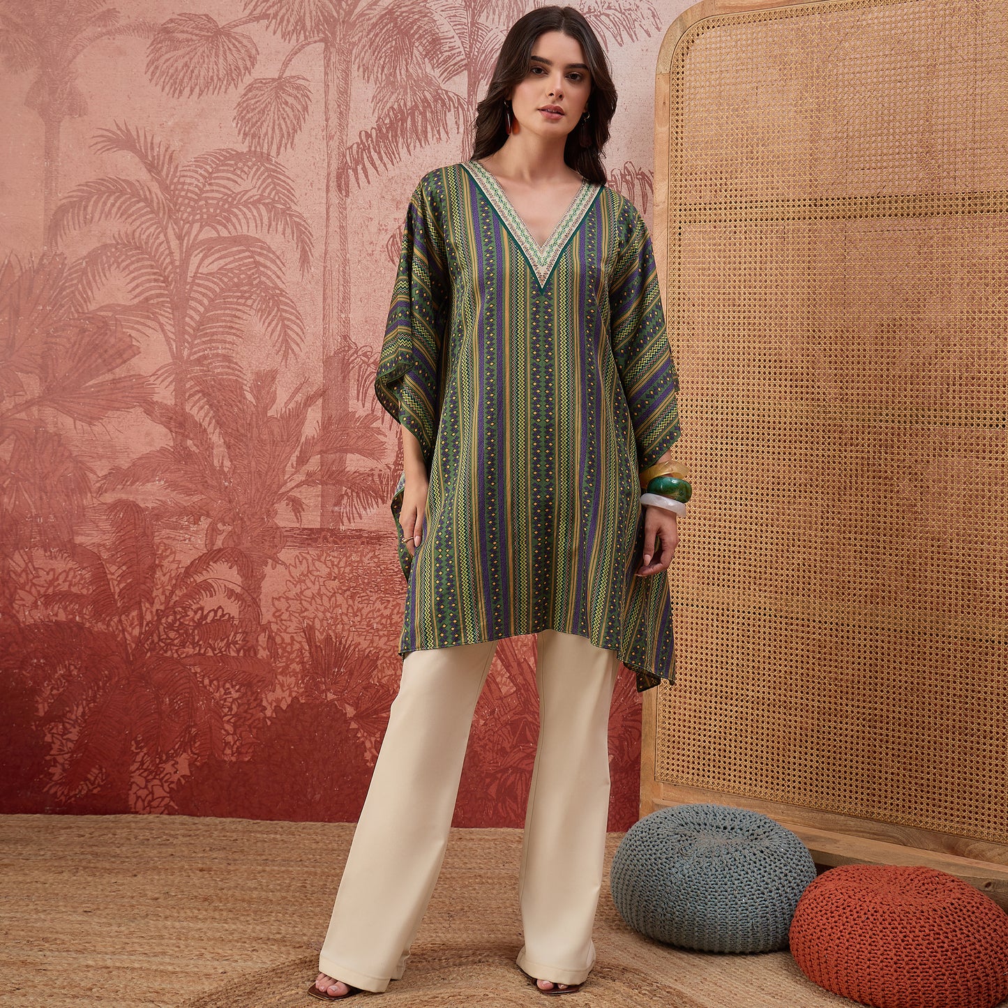 Green and Yellow Striped Tunic