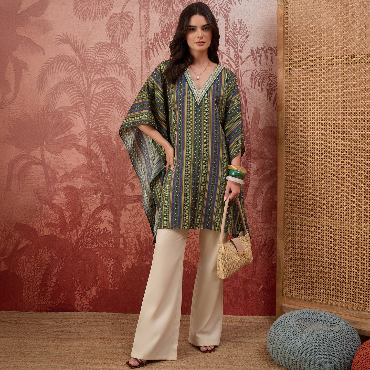 Green and Yellow Striped Tunic