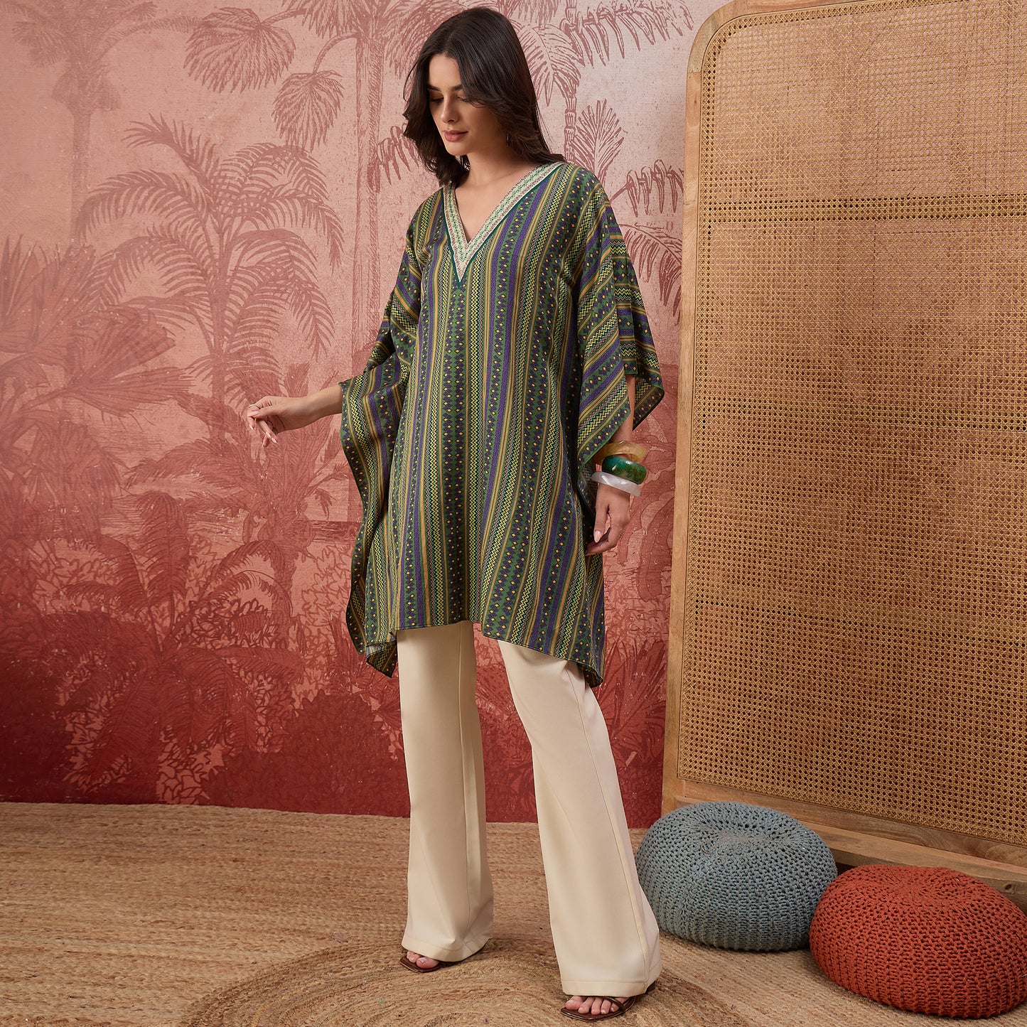 Green and Yellow Striped Tunic