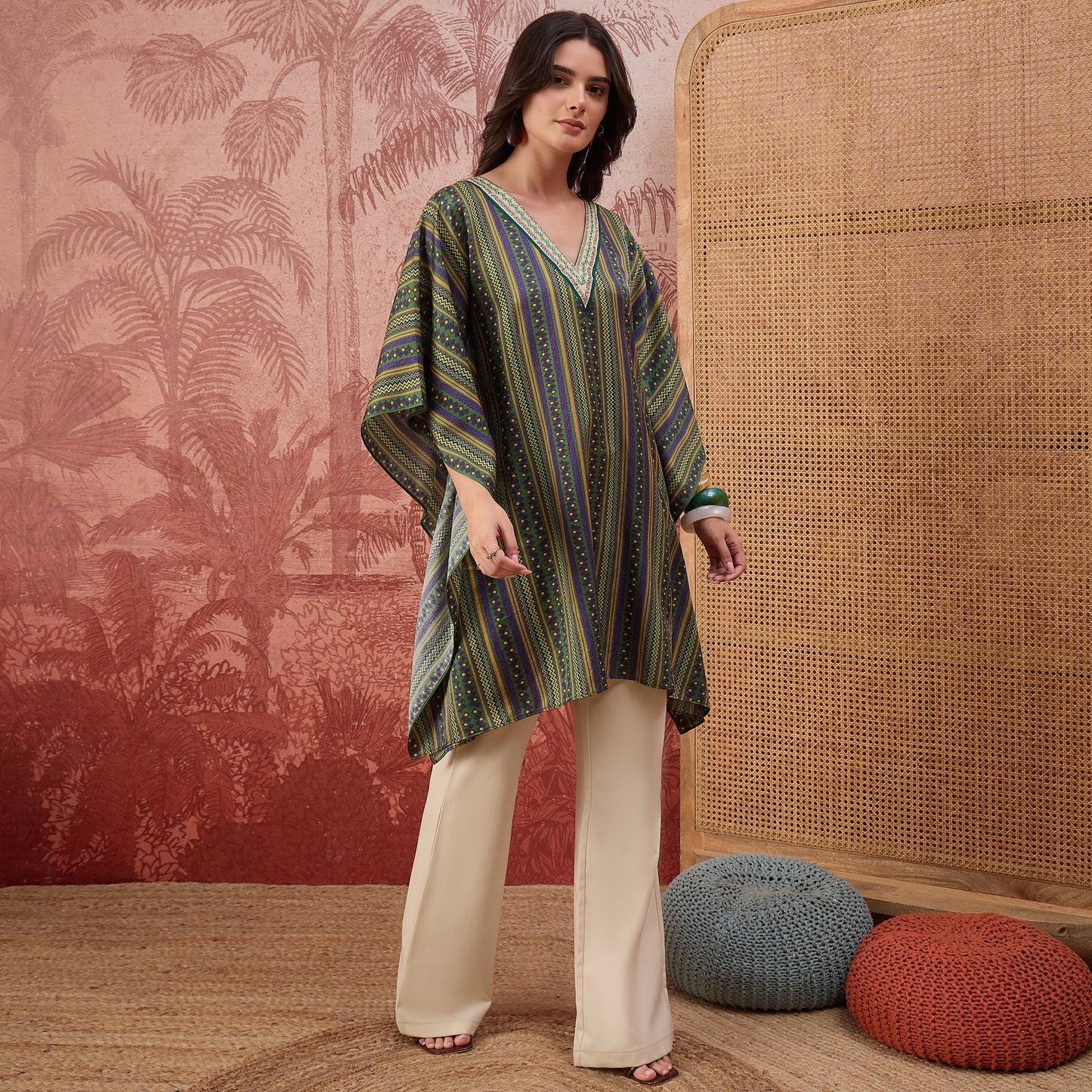 Green and Yellow Striped Tunic