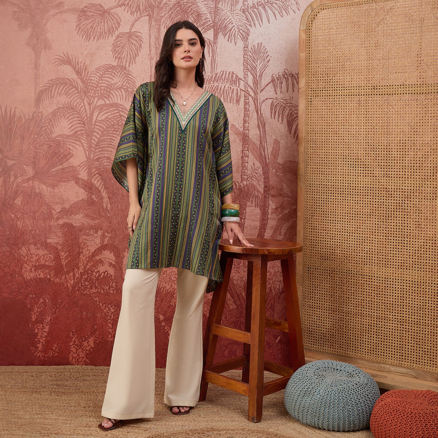 Green and Yellow Striped Tunic