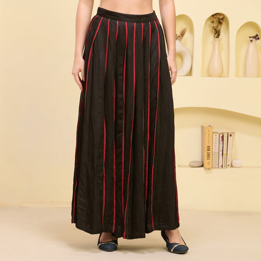 Black And Red Skirt for Women – Linen Satin | First Resort by Ramola Bachchan