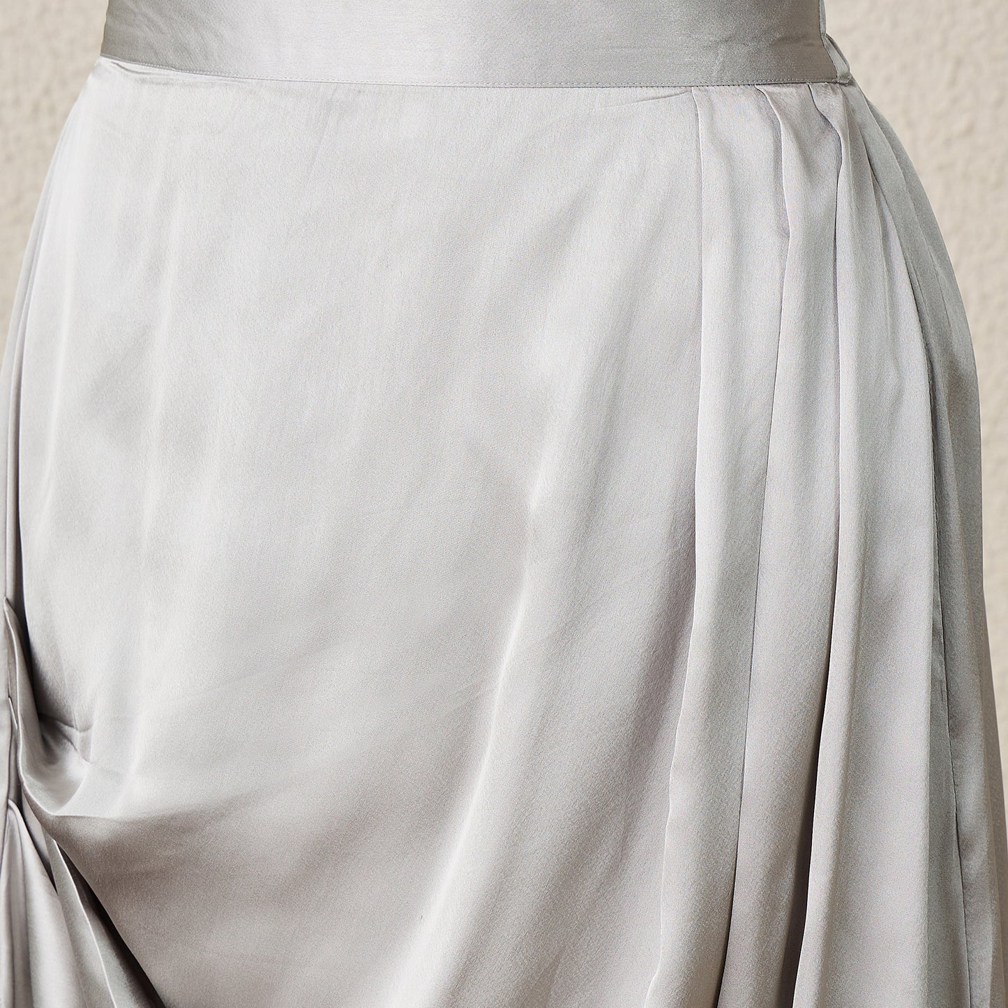 Grey Skirt for Women – Polyester Satin – Back View | First Resort by Ramola Bachchan