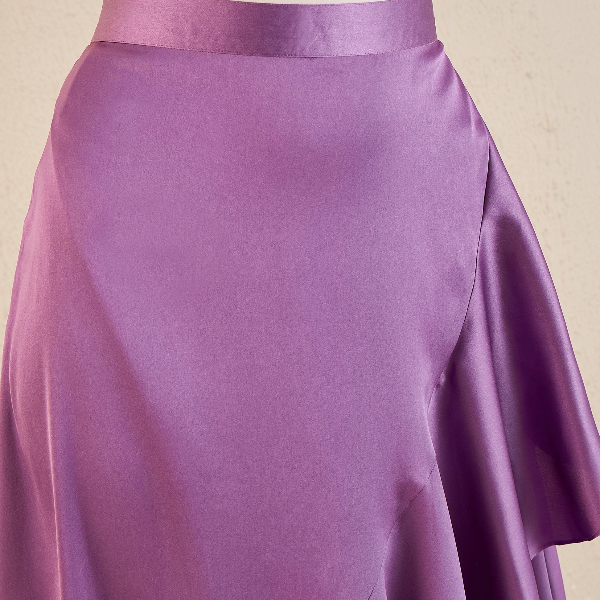 Lilac Skirt for Women – Polyester Satin – Close Up | First Resort by Ramola Bachchan