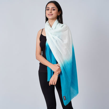 White and Teal Blue Colour Block Scarf