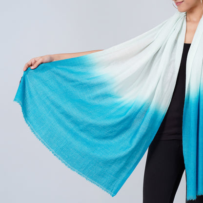 White and Teal Blue Colour Block Scarf