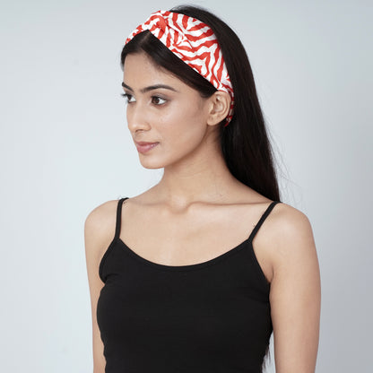 White and Red Zebra Print Headband