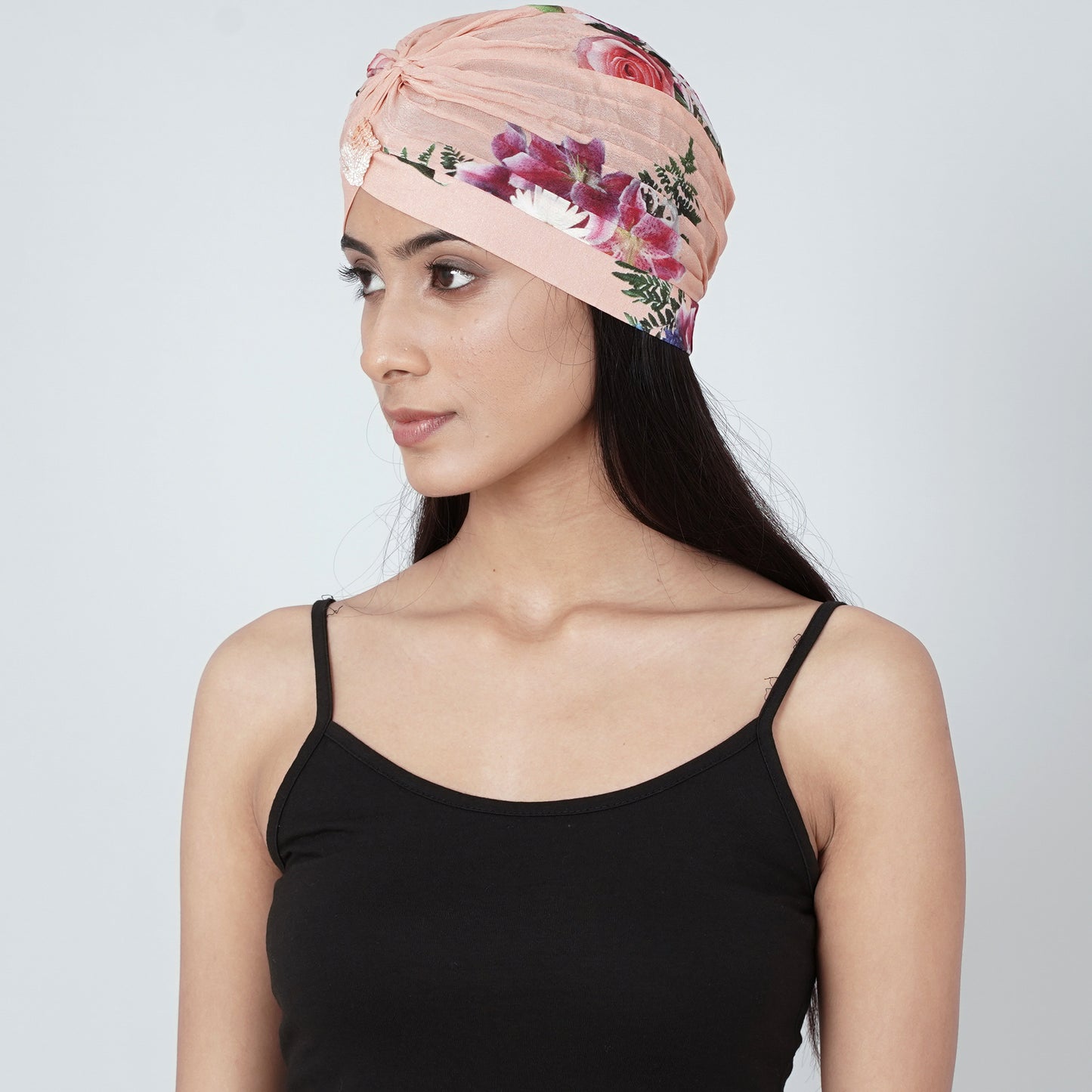 Pink Floral Print Turban