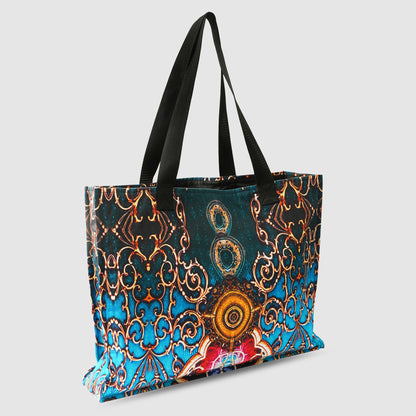 Black and Blue Tribal Print Tote Bag