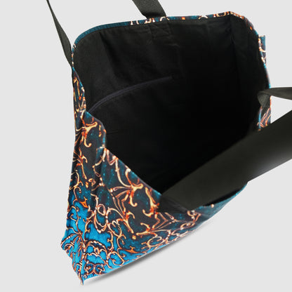 Black and Blue Tribal Print Tote Bag