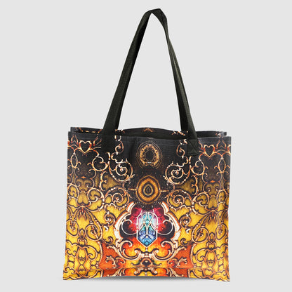 Black and Orange Tribal Print Tote Bag