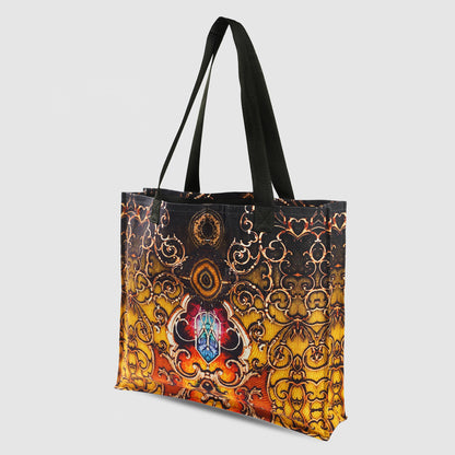 Black and Orange Tribal Print Tote Bag