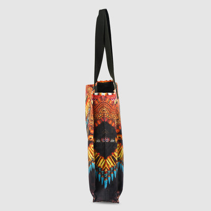 Black and Saffron Tribal Print Tote Bag