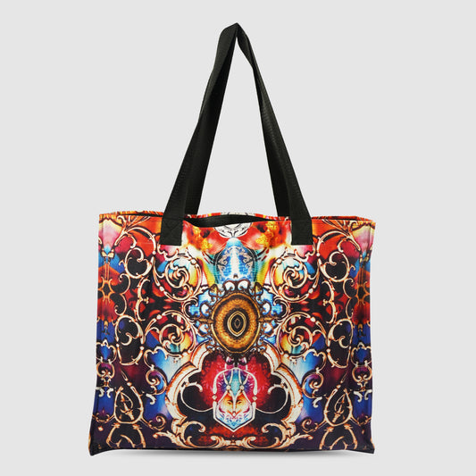 Blue and Magenta Tribal Print Tote Bag