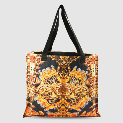 Black and Mustard Yellow Tribal Print Tote Bag