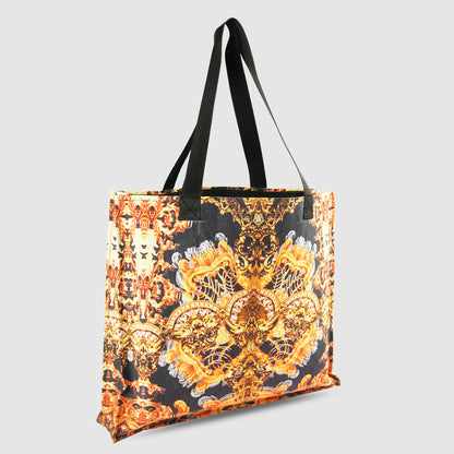 Black and Mustard Yellow Tribal Print Tote Bag